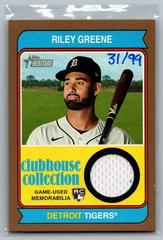 Riley Greene [Gold] #CCR-RG Baseball Cards 2023 Topps Heritage Clubhouse Collection Relics Prices