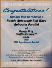 George Kirby [Red Wave] #RA-GK Baseball Cards 2022 Topps Chrome Rookie Autographs Prices