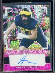 Aidan Hutchinson [Metalized Sparkles Pink] Football Cards 2022 Leaf Flash Photography Autographs Prices