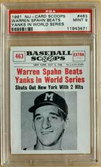 Warren Spahn Beats [Yanks in World Series] Baseball Cards 1961 NU Card Scoops Prices