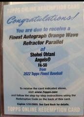Shohei Ohtani [Orange Wave] #FA-SO Baseball Cards 2022 Topps Finest Autographs Prices