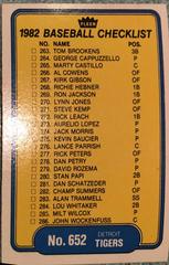 Checklist 263-312 #652 Baseball Cards 1982 Fleer Prices