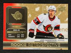 Jake Sanderson [Gold] Hockey Cards 2023 Upper Deck Rookie Retrospective Prices