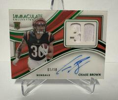 Chase Brown [Emerald] #5 Football Cards 2023 Panini Immaculate Numbers Rookie Patch Autograph Prices