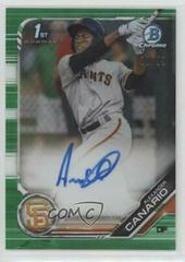 Alexander Canario [Green Refractor] Baseball Cards 2019 Bowman Chrome Prospects Autographs Prices