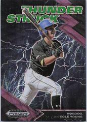 Cole Young [Purple Wave] #TH-CY Baseball Cards 2022 Panini Prizm Draft Picks Thunderstruck Prices