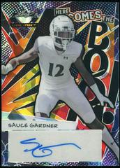 Sauce Gardner [Crystal Lightning] Football Cards 2022 Leaf Valiant Autographs Here Comes the Boom Prices