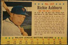 Richie Ashburn [Hand Cut] #197 Baseball Cards 1963 Post Cereal Prices