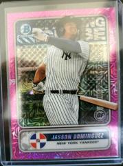 Jasson Dominguez [Pink Refractor Mega Box Mojo] #STG-JD Baseball Cards 2020 Bowman Chrome Spanning the Globe Prices