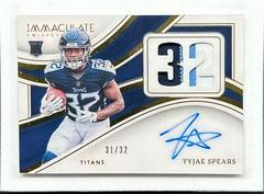 Tyjae Spears #37 Football Cards 2023 Panini Immaculate Numbers Rookie Patch Autograph Prices