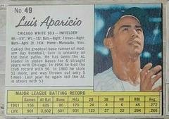 Luis Aparicio [Hand Cut] #49 Baseball Cards 1962 Jell O Prices