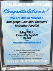 Bobby Witt Jr. [Gold Mini Diamond] #CBA-BWJ Baseball Cards 2022 Topps Chrome Black Autographs Prices
