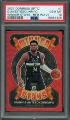 Giannis Antetokounmpo [Red Wave] Basketball Cards 2021 Panini Donruss Optic Winner Stays Prices
