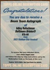 Adley Rutschman Baseball Cards 2023 Stadium Club Beam Team Autographs Prices