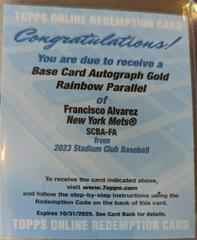 Francisco Alvarez [Rainbow] #SCBA-FA Baseball Cards 2023 Stadium Club Autographs Prices