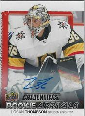 Logan Thompson [Autograph] Hockey Cards 2021 Upper Deck Credentials Rookie Arrivals Prices