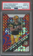 Aaron Rodgers [Reactive Blue] #WW11 Football Cards 2020 Panini Mosaic Will to Win Prices