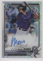 Drew Romo [Orange Refractor] #BCMA-DR Baseball Cards 2021 Bowman Chrome Mega Box Mojo Autographs Prices