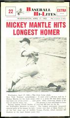 Mickey Mantle #22 Baseball Cards 1960 NU Card Baseball Hi Lites Prices