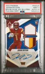 Jahan Dotson Football Cards 2022 Panini Phoenix RPS Rookie Auto Dual Jersey Prices