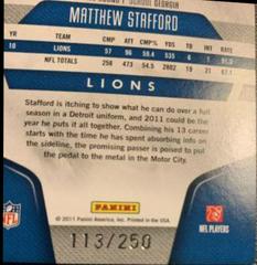 Matthew Stafford [Mirror Red] #51 Football Cards 2011 Panini Certified Prices