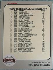 Checklist 252-301 #652 Baseball Cards 1983 Fleer Prices