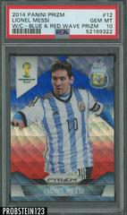 Lionel Messi [Blue & Red Wave Prizm] #12 Soccer Cards 2014 Panini Prizm World Cup Prices