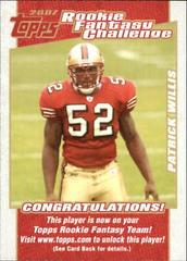 Patrick Willis #12 Football Cards 2007 Topps Rookie Fantasy Challenge Prices