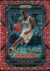 Tyrese Maxey [Red Millionaire Shimmer] Basketball Cards 2023 Panini Prizm Monopoly Prices