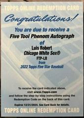 Luis Robert #FTP-LR Baseball Cards 2022 Topps Five Star Tool Phenom Autographs Prices