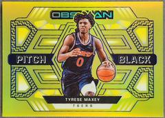 Tyrese Maxey [Yellow Flood] Basketball Cards 2021 Panini Obsidian Pitch Black Prices