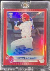 Bryson Stott [Red] #RA-BS Baseball Cards 2022 Topps Chrome Rookie Autographs Prices