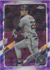 Christian Yelich [Purple] #100 Baseball Cards 2021 Topps Chrome Sapphire Prices