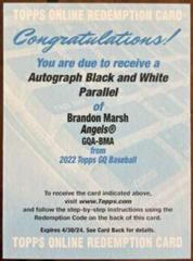Brandon Marsh [Black & White] #GQA-BMA Baseball Cards 2022 Topps Gypsy Queen Autographs Prices