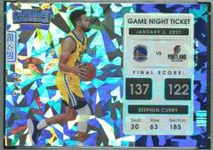 Stephen Curry [Cracked Ice] #8 Basketball Cards 2021 Panini Contenders Game Night Ticket Prices