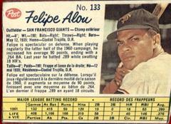 Felipe Alou [Hand Cut] #133 Baseball Cards 1962 Post Canadian Prices
