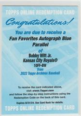 Bobby Witt Jr. [Blue Foil] Baseball Cards 2022 Topps Archives Prices