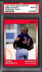 Kirby Puckett [Personal Data] #9 Baseball Cards 1991 Star Gold Edition Prices