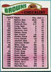 Browns Checklist #206 Football Cards 1977 Topps Prices