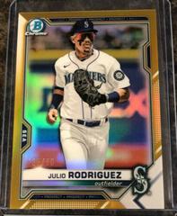 Julio Rodriguez [Gold Refractor] #BDC-145 Baseball Cards 2021 Bowman Draft Chrome Prices