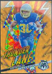 Austin Ekeler [Orange Fluorescent] #9 Football Cards 2023 Panini Mosaic Thunder Lane Prices