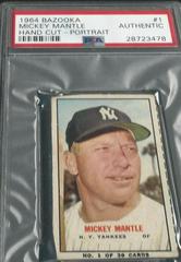 Mickey Mantle [Hand Cut Portrait] #1 Baseball Cards 1964 Bazooka Prices