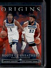 Karl Anthony Towns, Anthony Edwards [Red] #14 Basketball Cards 2022 Panini Origins Roots Of Greatness Prices