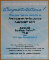 Juan Soto Baseball Cards 2023 Topps Postseason Performance Autographs Prices