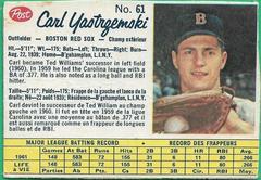 Carl Yastrzemski [Hand Cut] #61 Baseball Cards 1962 Post Canadian Prices