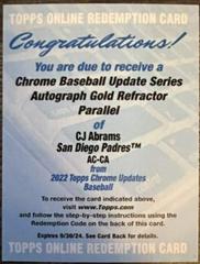CJ Abrams [Gold] #AC-CA Baseball Cards 2022 Topps Chrome Update Autographs Prices