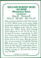 Bob Allison #26 Baseball Cards 1978 TCMA the 1960's Prices