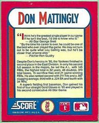 Don Mattingly #36 Baseball Cards 1990 Score Magic Motion Trivia Prices