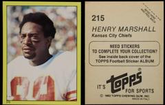 Henry Marshall #215 Football Cards 1982 Topps Stickers Prices