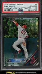 Mike Trout [Jumping Green Refractor] Baseball Cards 2016 Topps Chrome Prices
